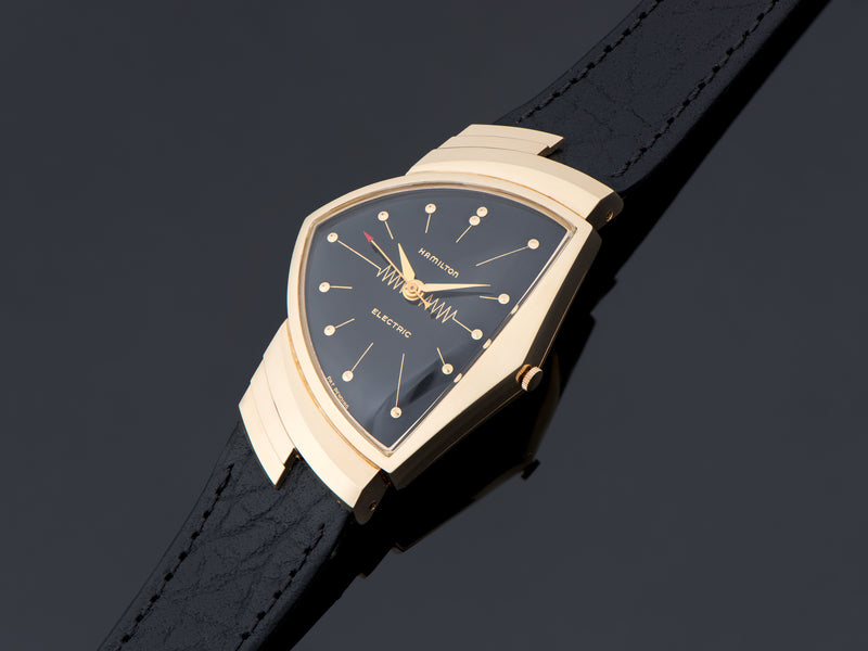 Hamilton Electric Ventura 14K Gold Watch Original Finish Black Dial
