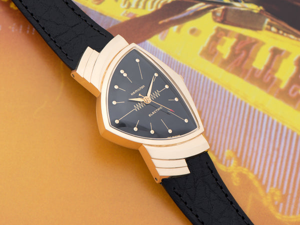 Hamilton Electric Ventura 14K Gold Watch Original Finish Black Dial