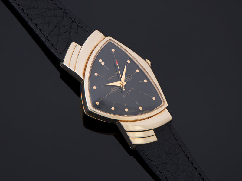 Hamilton Electric Ventura 14K Gold Black Dial Watch S058620