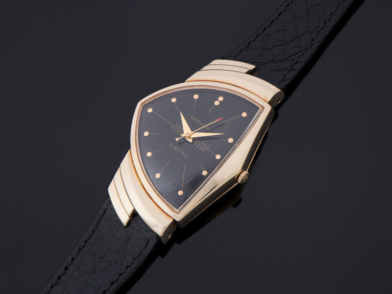Hamilton Electric Ventura 14K Gold Black Dial Watch S058620