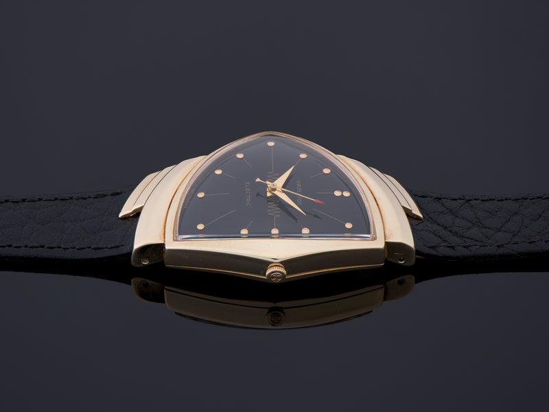 Hamilton Electric Ventura 14K Gold Black Dial Watch S058620
