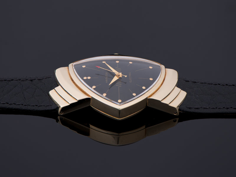 Hamilton Electric Ventura 14K Gold Black Dial Watch S058620