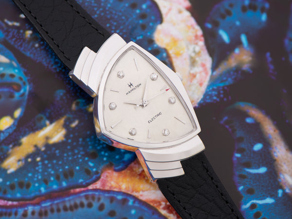 Hamilton Electric Ventura 14K White Gold Diamond Dial Watch