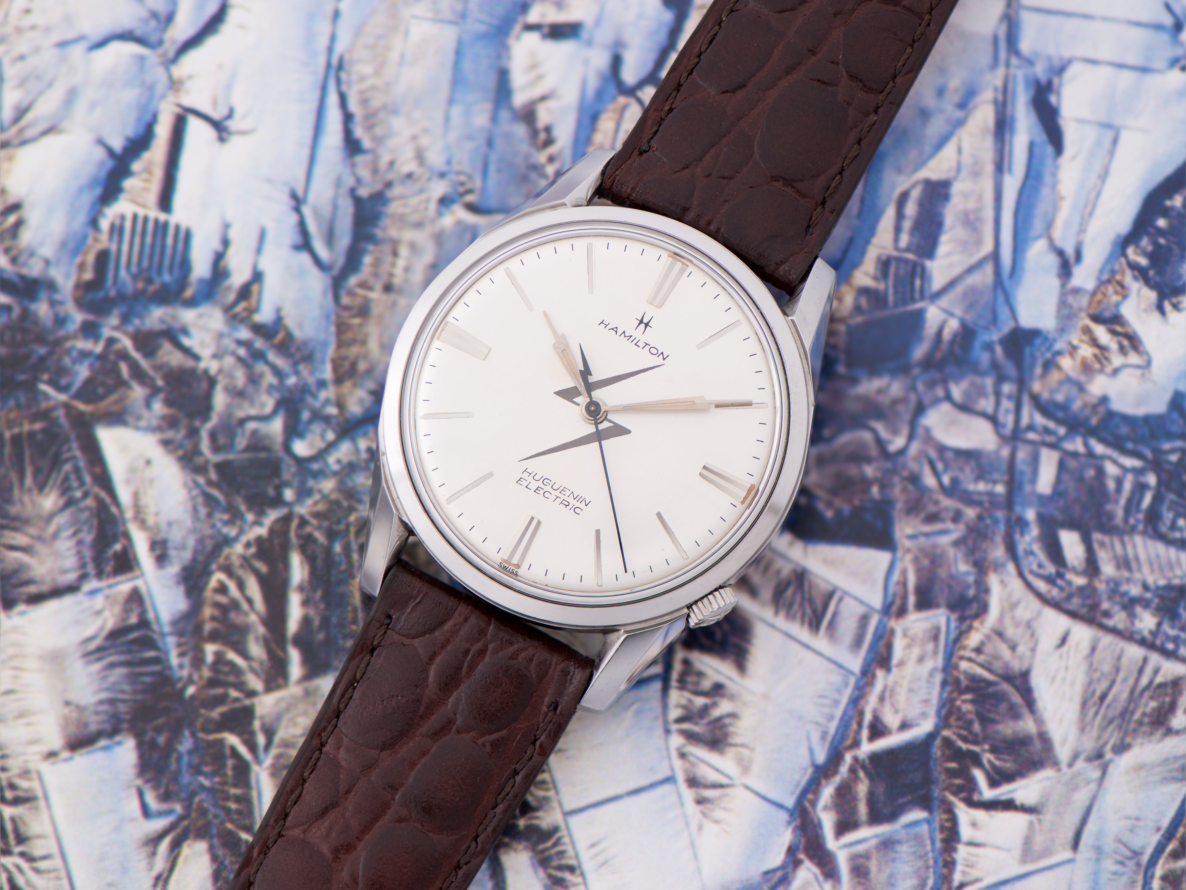 Hamilton Huguenin Electric Landeron 4750 Watch Stainless Steel RARE
