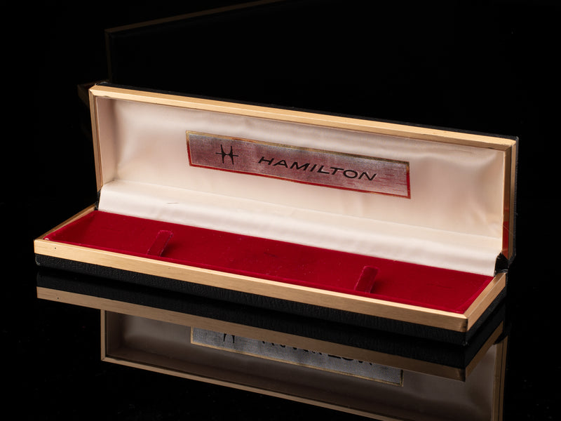 Hamilton Long Flat Padded Faux Leather Box Circa 1970s