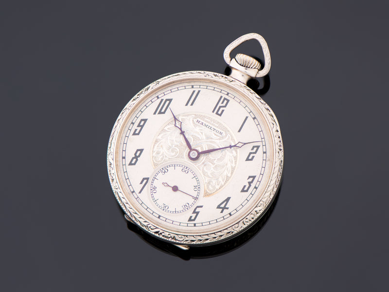 Hamilton Model 900 White Gold Filled Pocket Watch