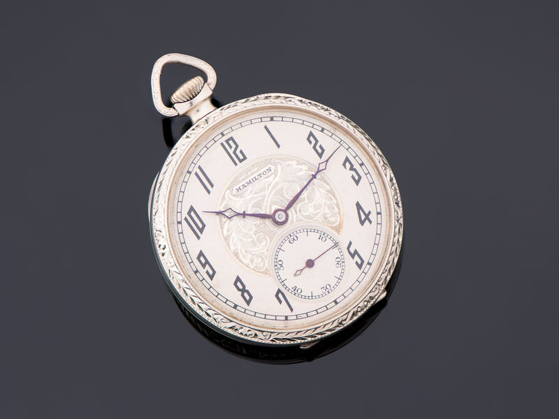Hamilton Model 900 White Gold Filled Pocket Watch