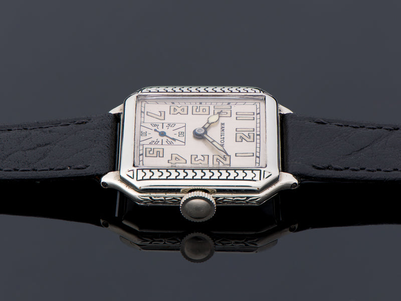 Hamilton Square B Engraved White Gold Filled Watch