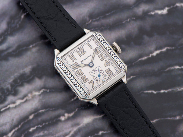 Hamilton Square B Engraved White Gold Filled Watch