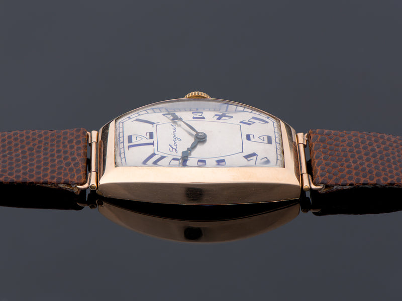 Longines 14K Rose Gold Tonneau Art Deco Watch