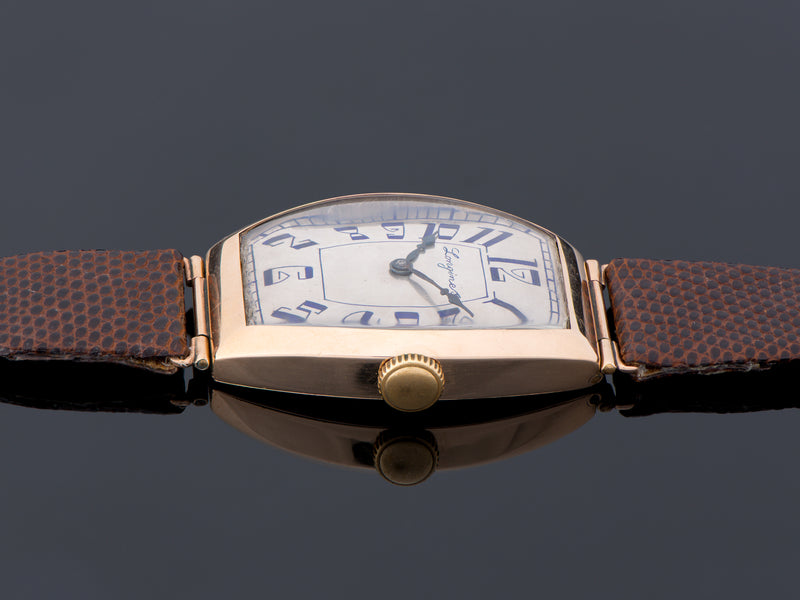 Longines 14K Rose Gold Tonneau Art Deco Watch