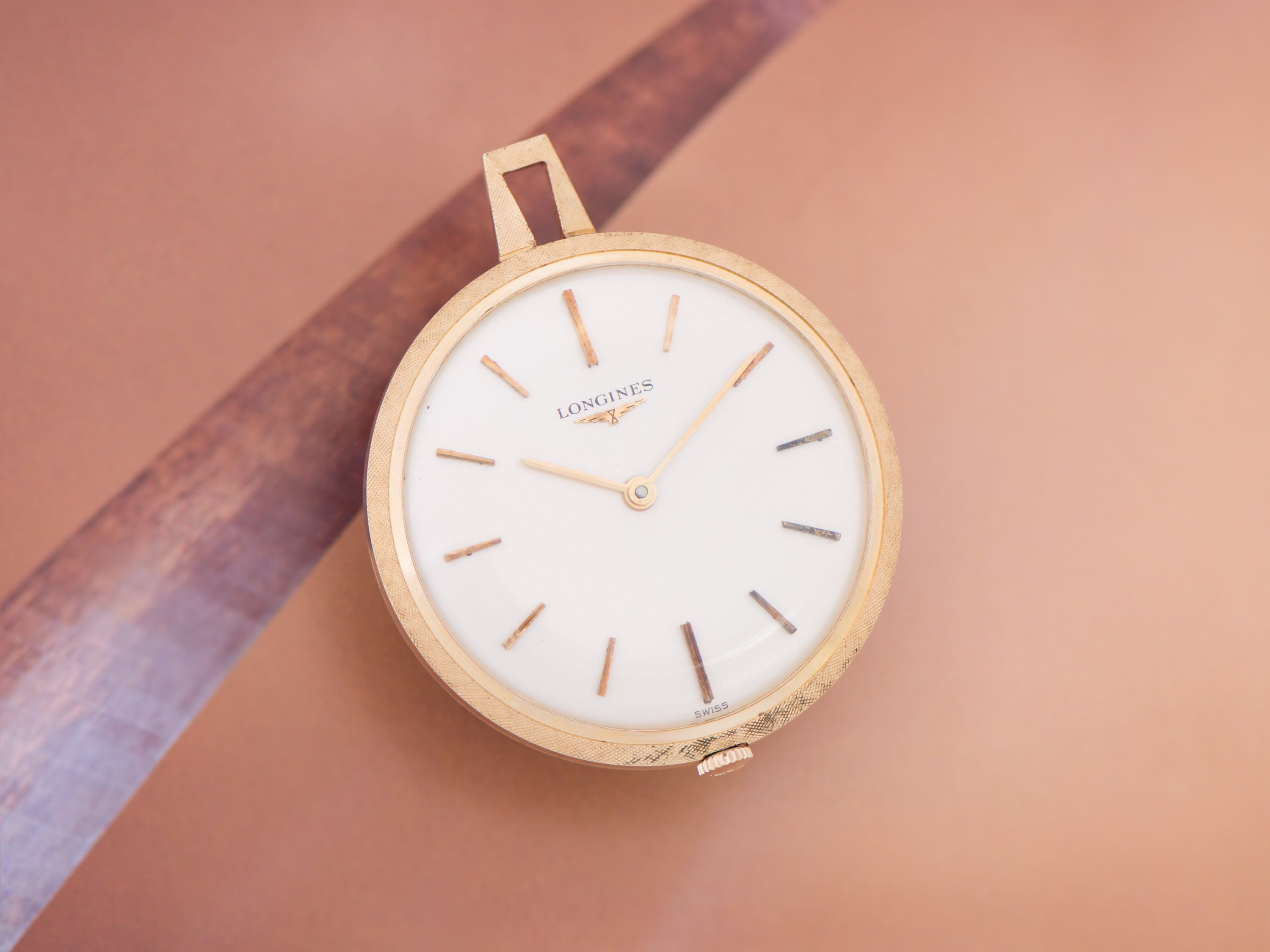 Longines 14K Gold Pocket Watch / Pendant Watch \u0026 Box NOS, image size:3000x2250