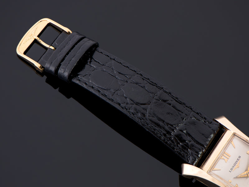 Longines 14K Yellow Gold Hourglass Watch Strap Signed Buckle