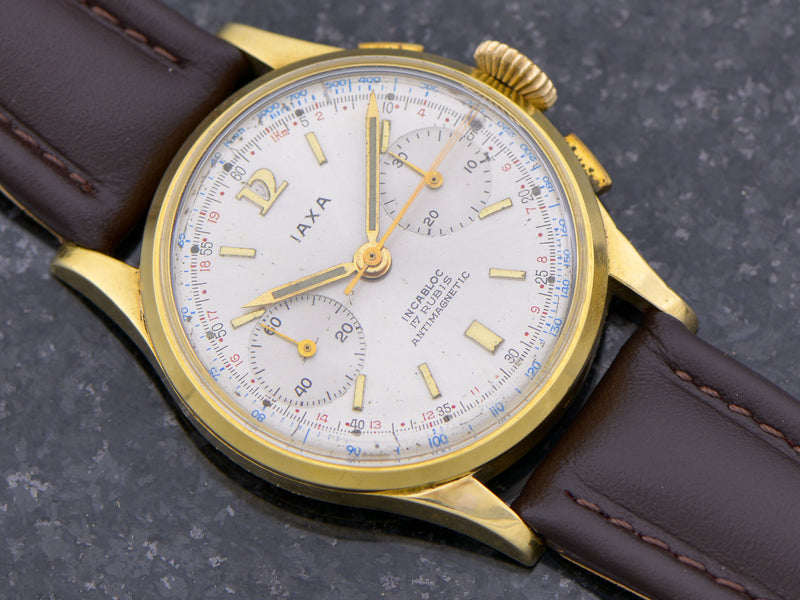 18K Solid Gold Iaxa Landeron 49 Chronograph