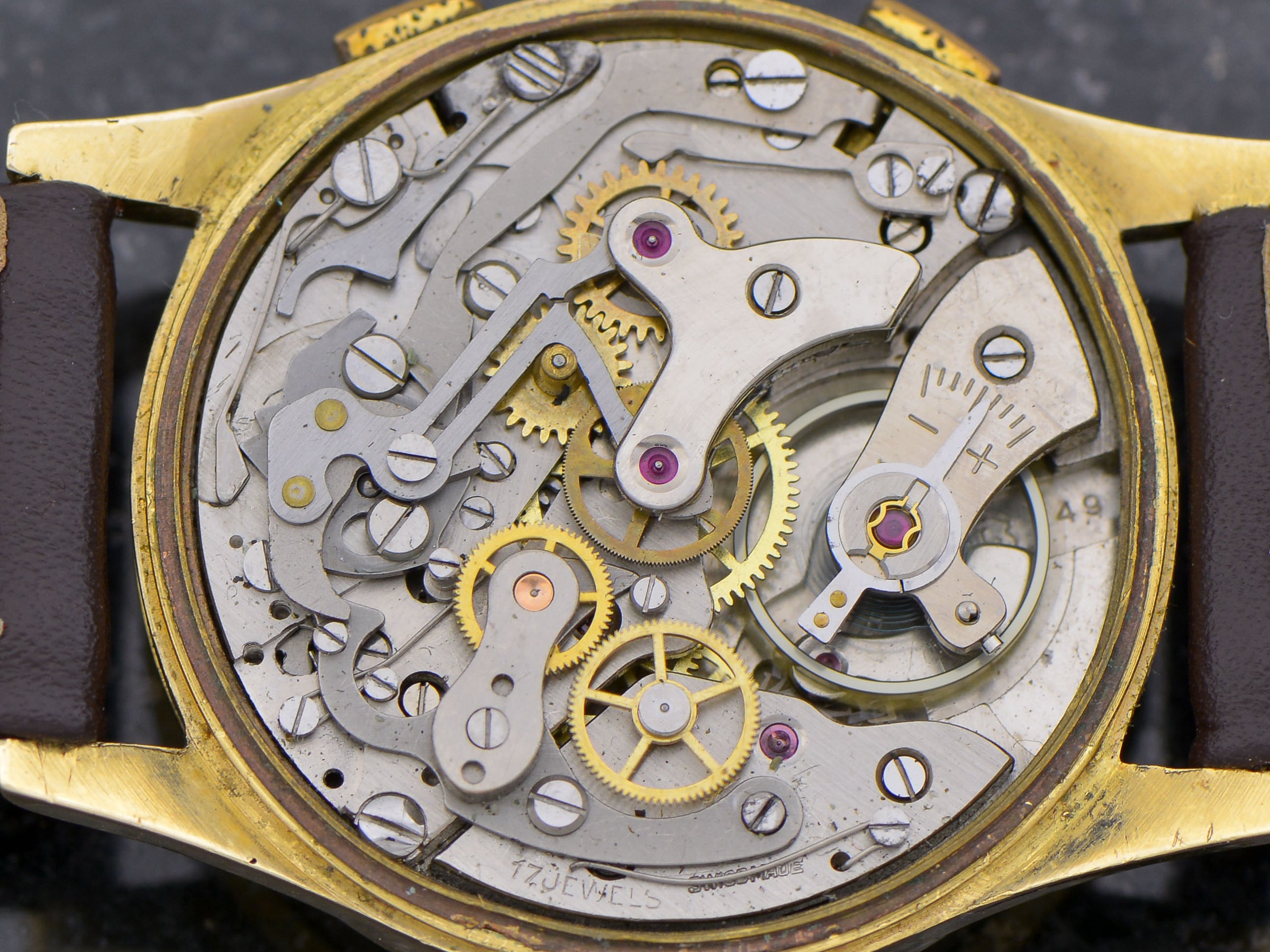 時計 LANLAN Iaxa Landeron 49 Chronograph 18K Solid Gold Watch | Unwind In Time