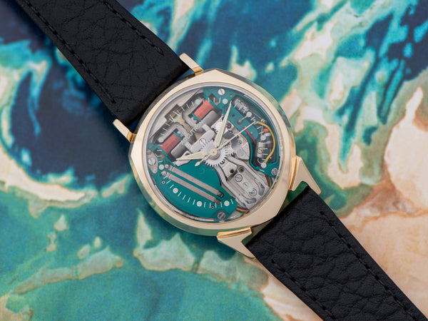 Accutron Alpha Spaceview 14K Yellow Gold Watch