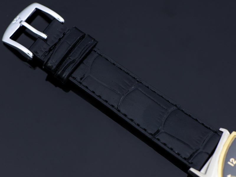 Alligator Grain Black Watch Band With Silver Tone Buckle
