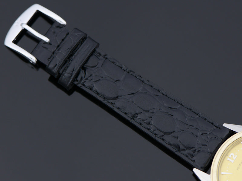 Genuine Leather Black Crocodile Grain Watch Band