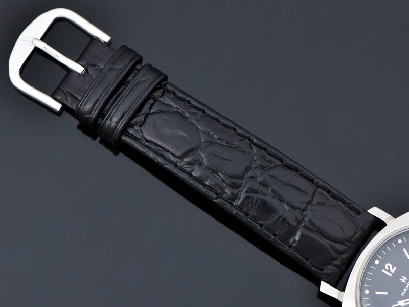 Brand New Genuine Bull Leather Black Strap with matching stainless steel buckle