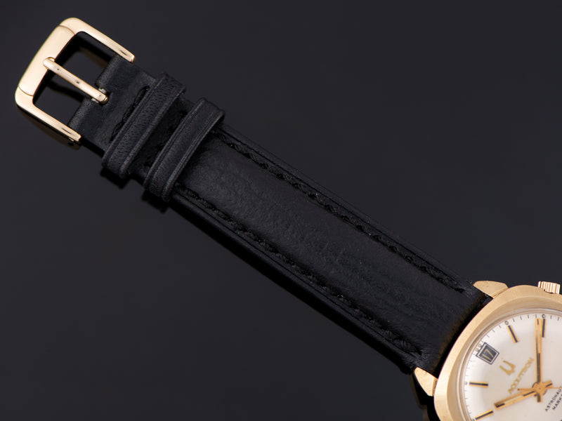 Brand New Genuine Italian Leather Black Hadley Roma Strap with matching Gold Tone Buckle
