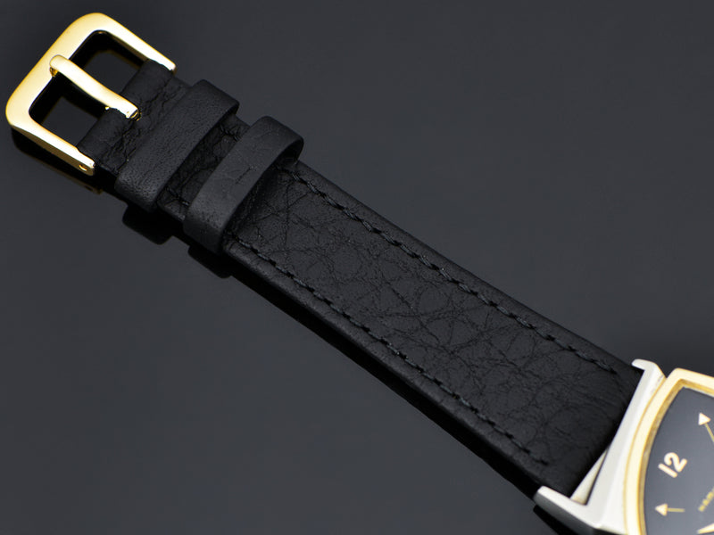 Brand New Genuine Leather Black Watch Strap With Gold Tone Buckle