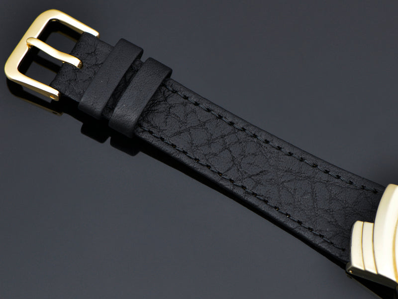 Brand New Genuine Leather Black Strap with matching Gold Tone Buckle