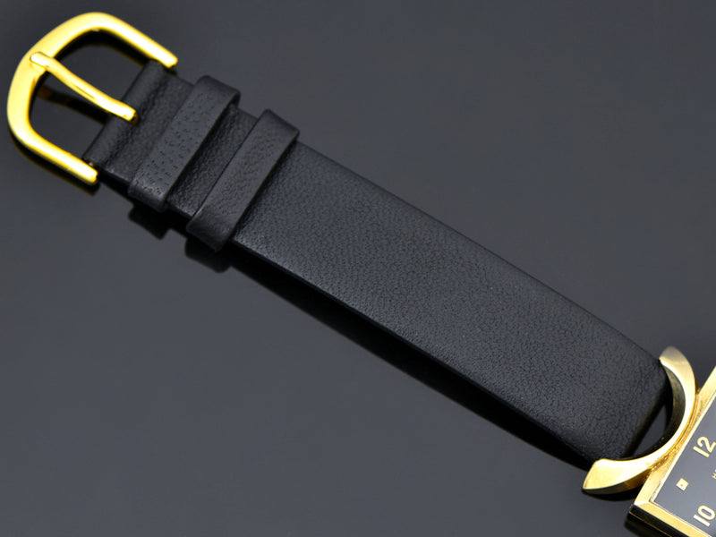 Brand New Genuine Leather Black Watch Strap with matching gold tone buckle