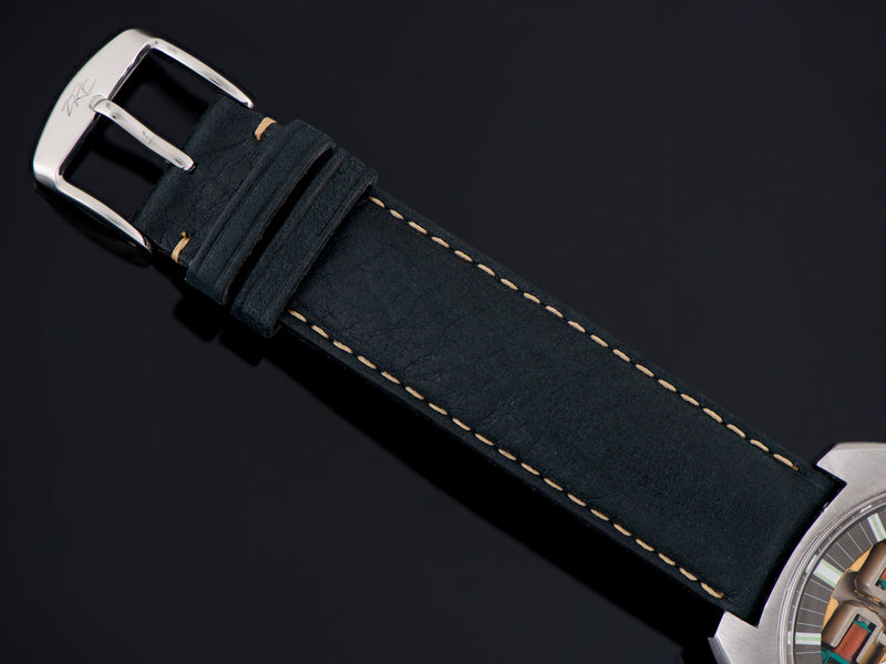 Brand New Genuine Leather Black Strap with steel buckle