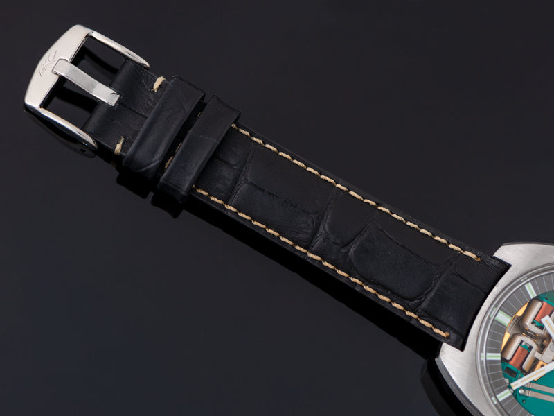 Brand New Genuine Leather Black Strap with steel buckle