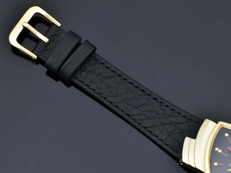 Brand New Genuine Leather Black Watch Band with matching Gold Tone Buckle