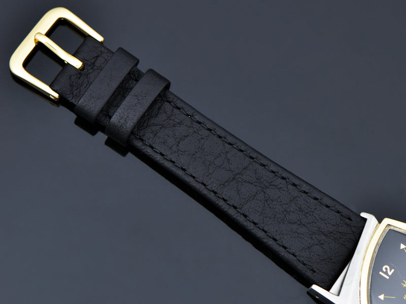 Brand New Genuine Leather Black Watch Strap With Gold Tone Buckle