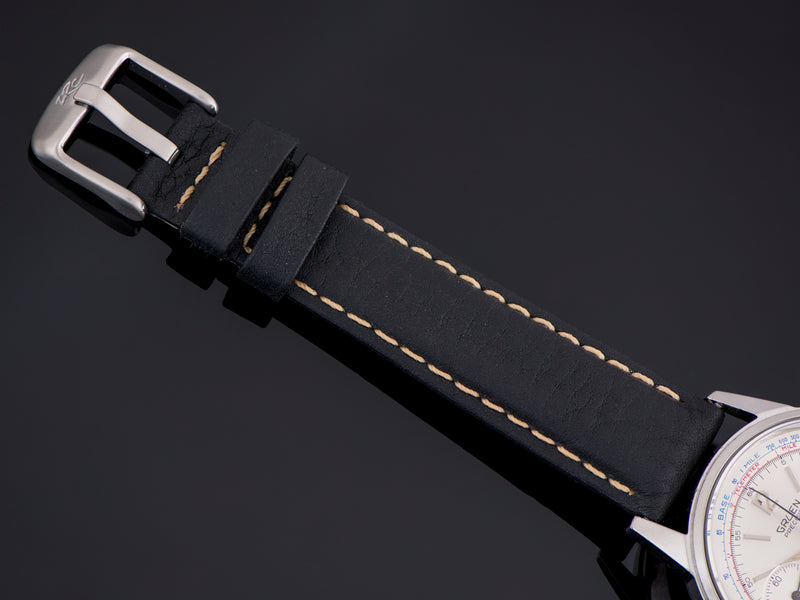 Brand New Genuine Leather Black Watch Strap with matching Stainless Steel Buckle