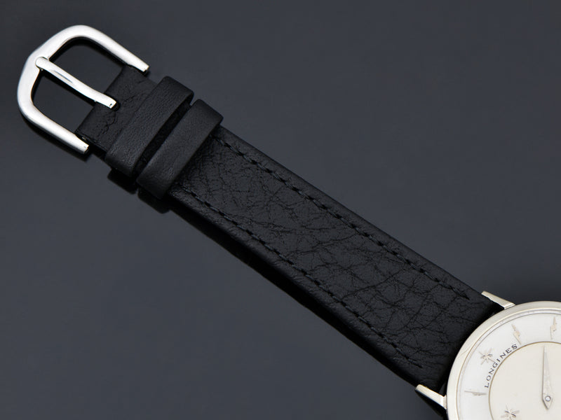 Brand New Genuine Leather Black Band with matching Silver Tone Buckle