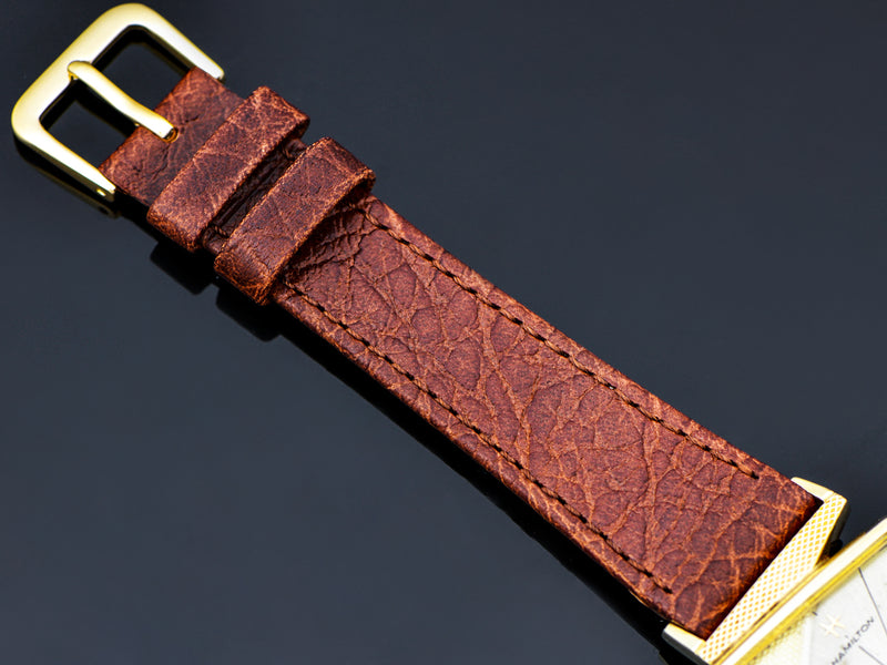 Brand New Genuine Leather Brown Calf Watch Band with Matching Gold Tone Buckle