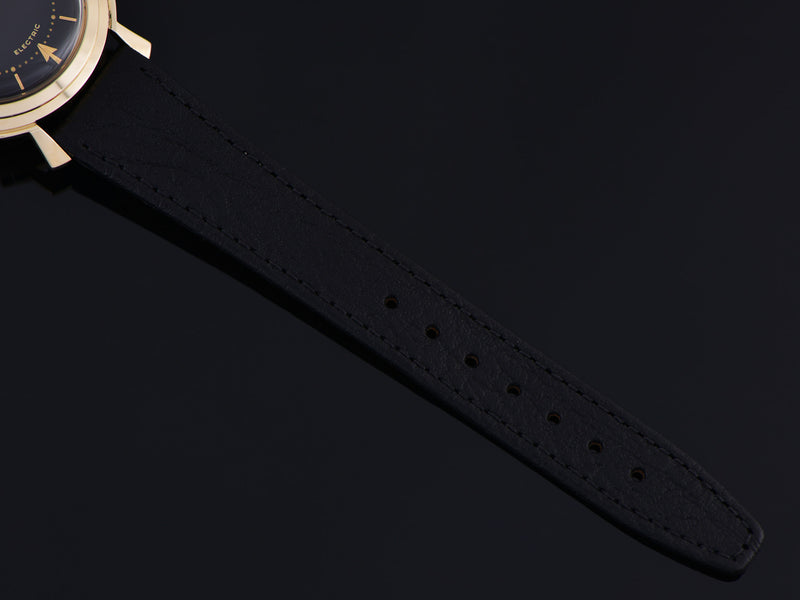 New Genuine Leather Calf Grain Black Watch Band