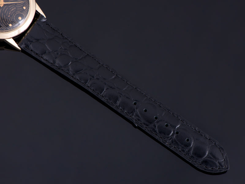 Brand New Genuine Leather Croco Grain Black Strap