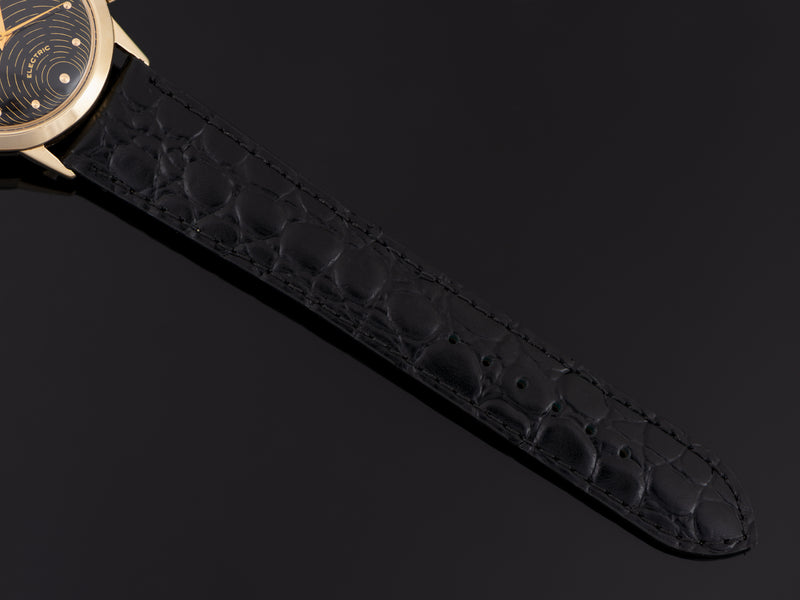 Brand New Genuine Leather Crocodile Grain Black Strap