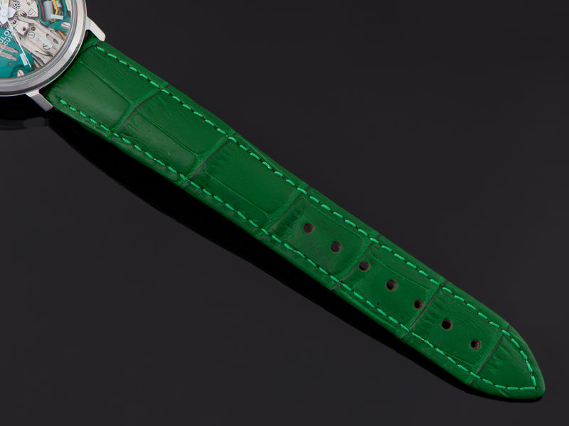 Brand New Genuine Leather Green Crocodile Grain Strap 