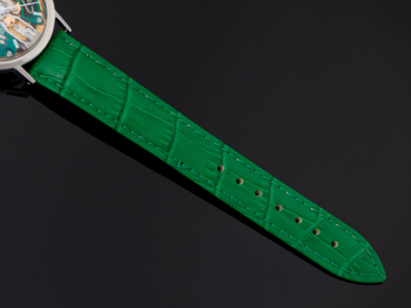 Brand New Genuine Leather Green Crocodile Grain Watch Strap