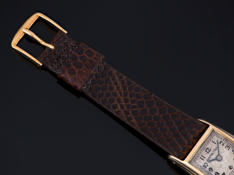Brand New Genuine Lizard Brown Watch Strap with matching Gold Colored Buckle