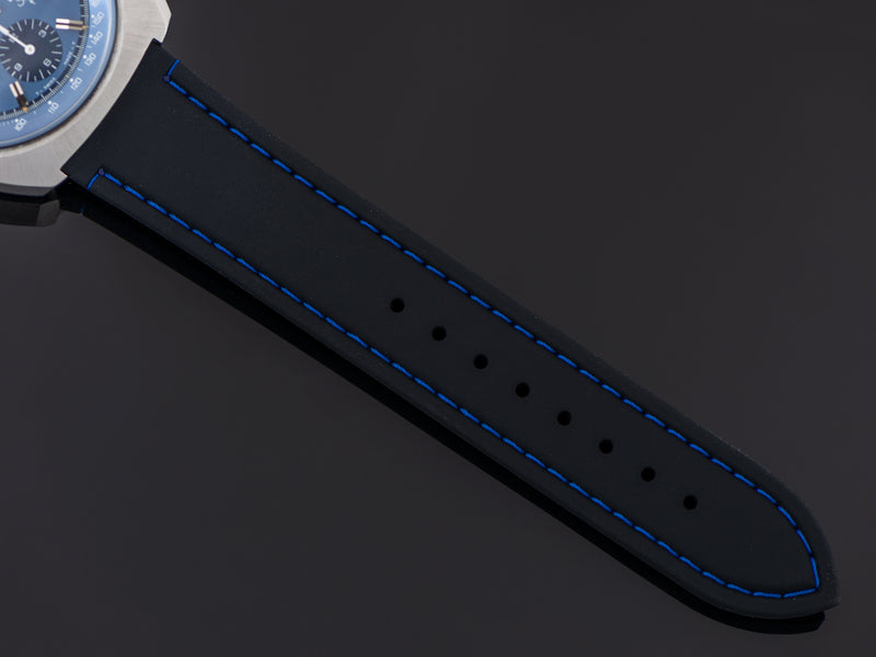 Brand New Silicon Black Strap with Blue Stitching
