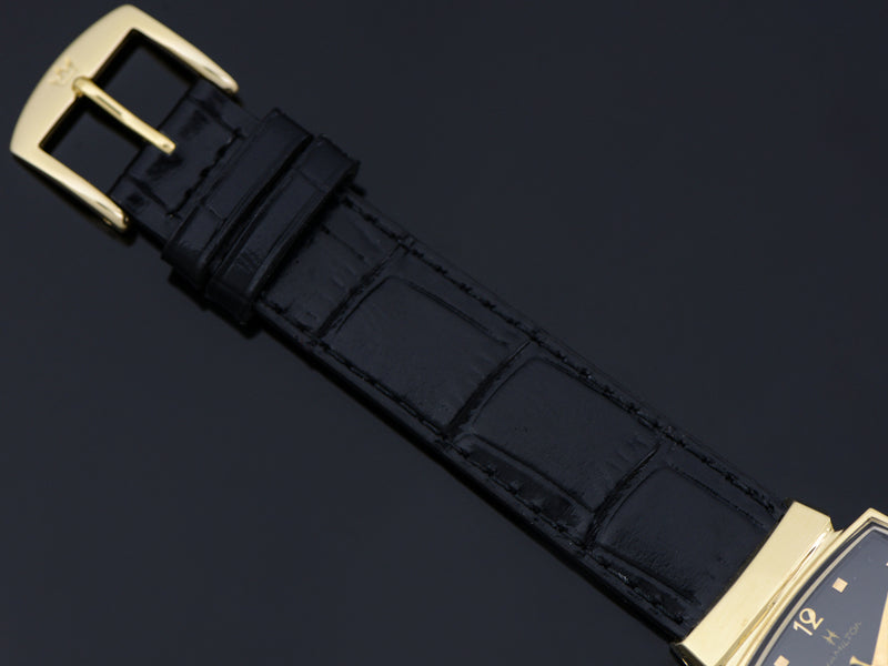 Brand new genuine Leather Black Alligator Grain Band with Matching Gold Tone Buckle