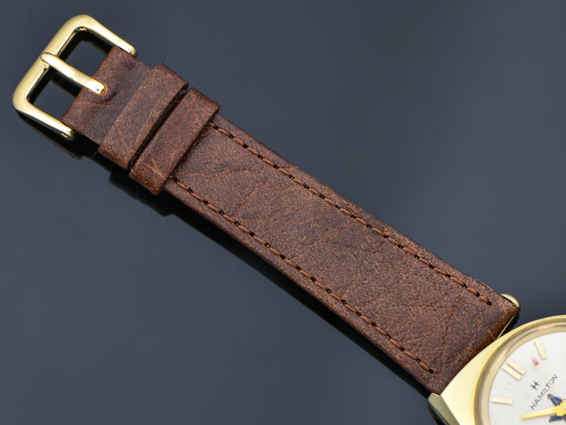 Brand new genuine Leather Brown Calf Skin Watch Band with matching Gold Tone Buckle