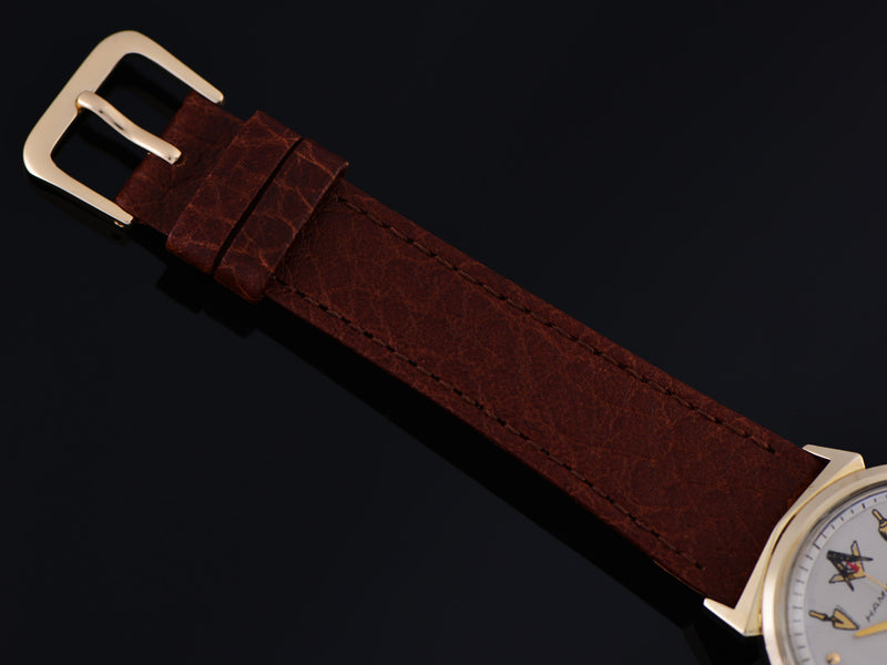 New Genuine Leather Brown Calf Skin Watch Band with matching Gold Tone Buckle