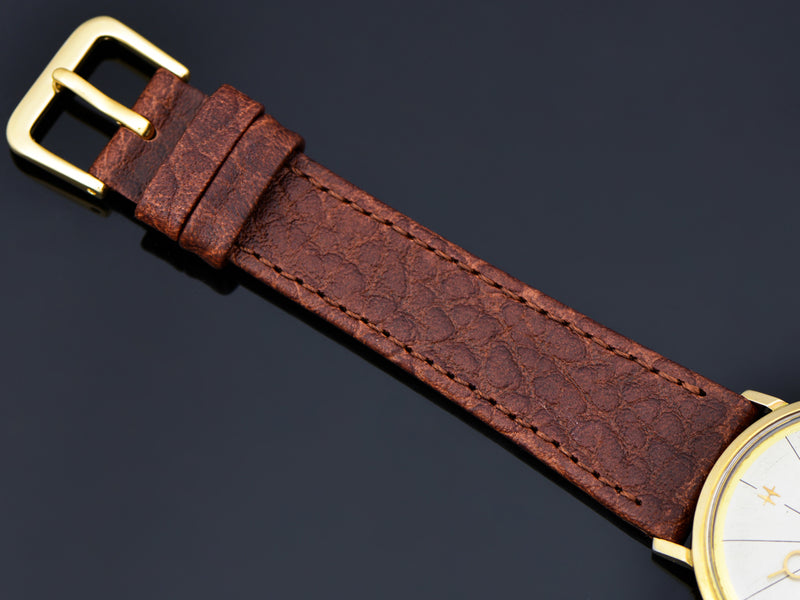 Brand new genuine Leather Thin Brown Watch Band with Matching Gold Colored Buckle
