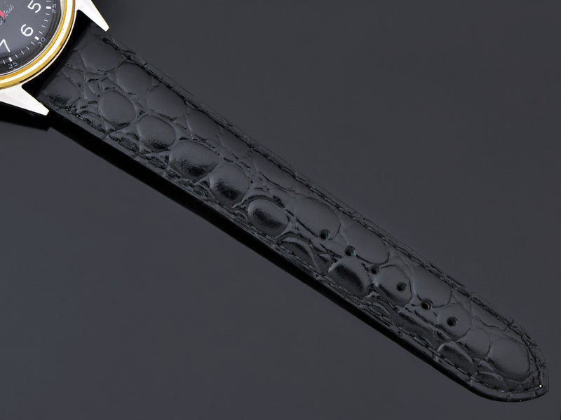 Brand new genuine leather Black Crocodile Grain Watch Band