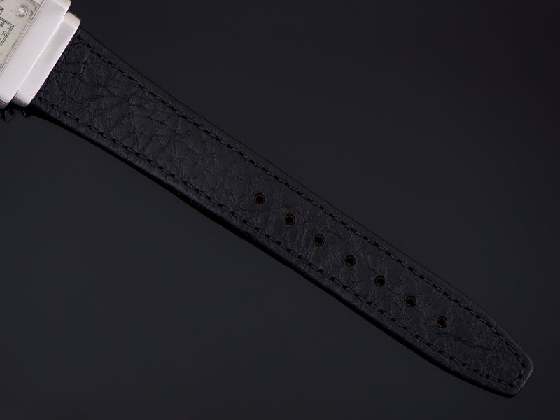 Brand new genuine leather black calf grain strap