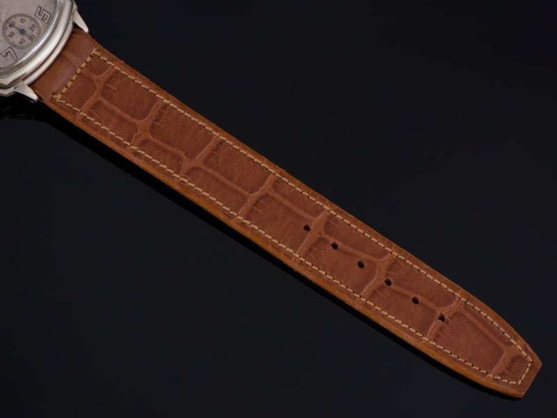 Brand new old stock genuine Leather Brown Crocodile Grain Strap