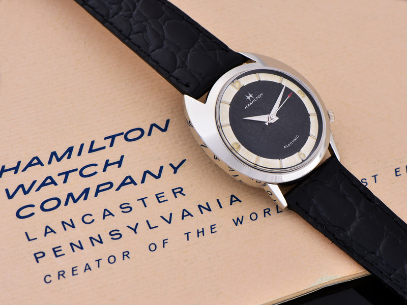 Hamilton Electric Saturn White Gold Filled Original Black Dial Watch