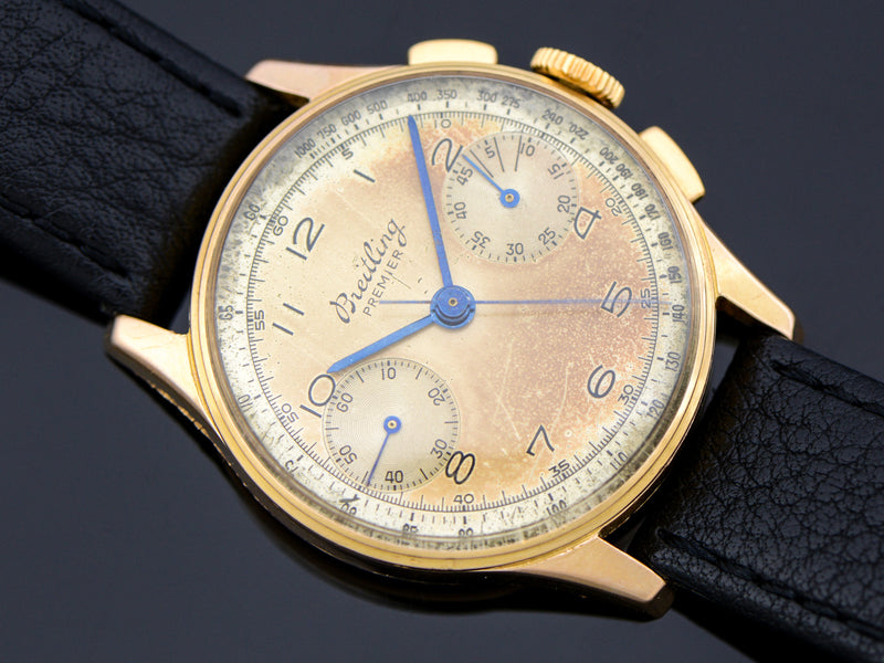 Breitling 18K Rose Gold Chronograph Watch | Vintage